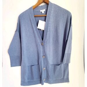 J.Jill Button Front Cardigan‎ Sweater Womens Small 3/4 Sleeve sweater Blue